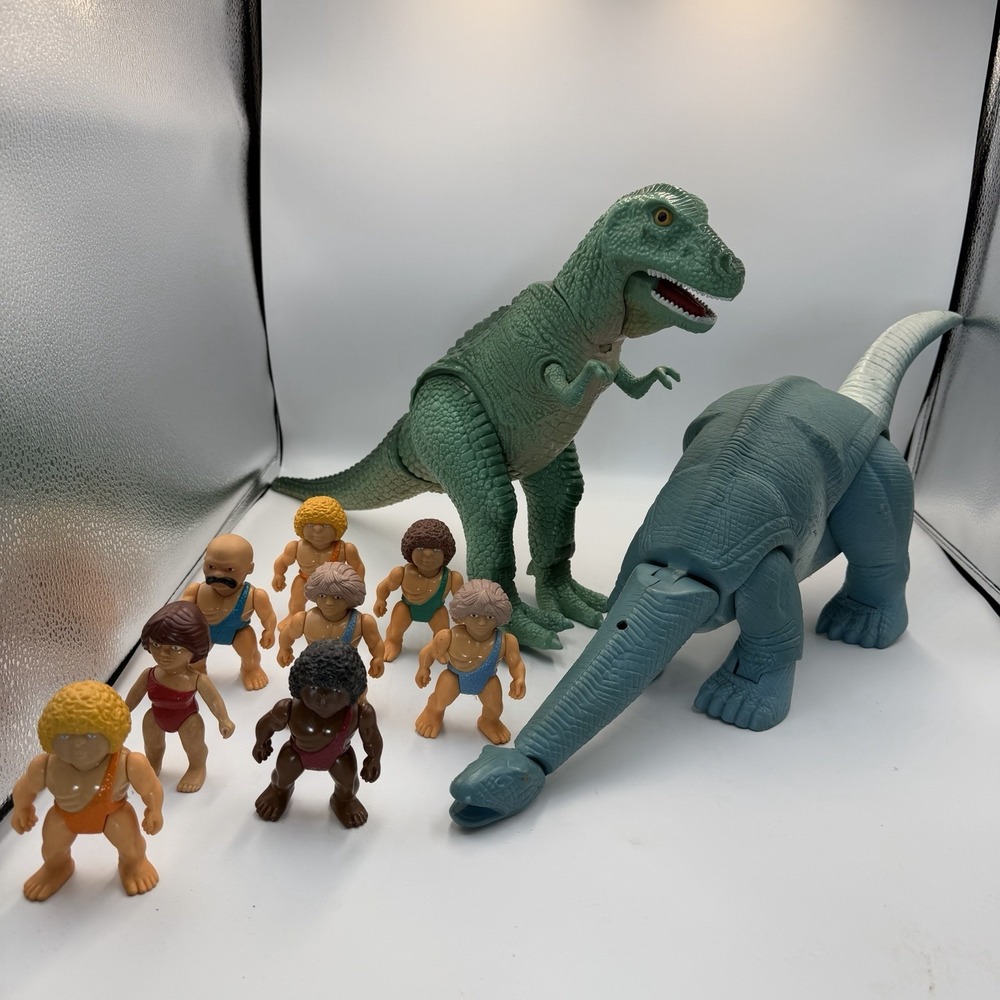 Vintage 1987 Playskool Definitely Dinosaurs Play Lot Of 8 Caveman 2 Dinosaurs